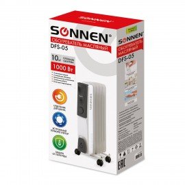 Обогреватель масляный SONNEN DFS-05, 1000 Вт, 5 секций, белый, 453497