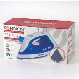 Утюг SONNEN SI-237A, 1800 Вт, антипригарное покрытие, синий/белый, 453504