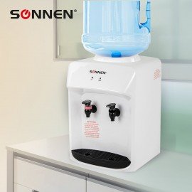 Кулер водонагреватель БЕЗ ОХЛАЖДЕНИЯ, SONNEN TSH-02T, настольный, 2 крана, белый, 455412