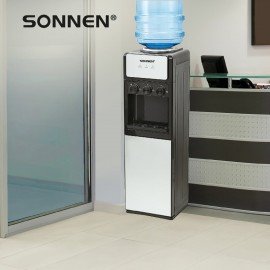 Кулер для воды SONNEN FSE-03Ri, напольный, НАГРЕВ/ОХЛАЖДЕНИЕ ЭЛЕКТРОННОЕ, 3 крана, шкаф, 455743