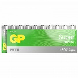 Батарейки GP Super, AA (LR6, 15А), алкалиновые, пальчиковые, КОМПЛЕКТ 20 шт., 15A-2CRVS20, GP 15A-2CRVS20