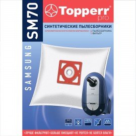 Мешок для пылесоса (пылесборник) синтетический TOPPERR SM 70, SAMSUNG, КОМПЛЕКТ 4 шт., 1406