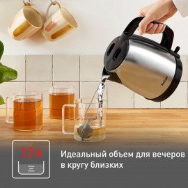 Чайник TEFAL KI150D30, 1,7 л, 2400 Вт, закрытый нагревательный элемент, сталь, серебристый, 7211001458