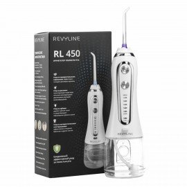 Ирригатор для полости рта REVYLINE RL 450, портативный, емкость резервуара 0,24 л, 5 насадок, белый