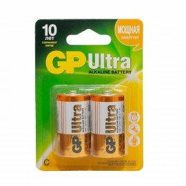 Батарейки GP Ultra, С (LR14, 14 А), алкалиновые, КОМПЛЕКТ 2 шт., блистер, 14AU-2CR2