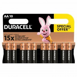 Батарейки КОМПЛЕКТ 10 шт, DURACELL Basic ОРИГИНАЛ, AA (LR6, 15А), алкалиновые, пальчи