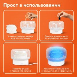 Увлажнитель воздуха аромадиффузор, подсветка и таймер, 400 мл, Аромамасло в ПОДАРОК, DASWERK, 456848