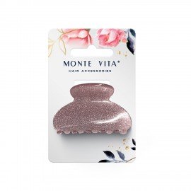 Краб для волос "Дуга" 5,2 см, с глиттером, розовый, MONTE VITA 457021