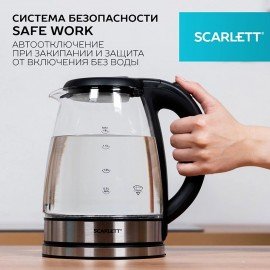 Чайник SCARLETT SC-EK27G88, 1,8л, 1800Вт, закрытый нагревательный элемент, стекло, че