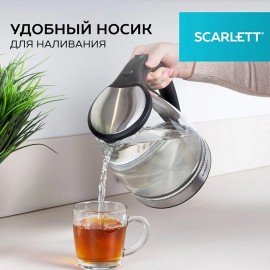 Чайник SCARLETT SC-EK27G35, 1,8л, 1800Вт, закрытый нагревательный элемент, стекло, ст