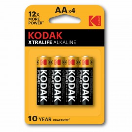 Батарейки алкалиновые "пальчиковые" КОМПЛЕКТ 4 шт KODAK Xtralife Alkaline, АА (LR6,24, Б0014328