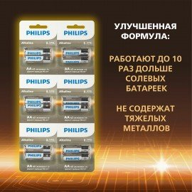 Батарейки алкалиновые КОМПЛЕКТ 2 шт (отрывной блок) PHILIPS Entry, АА (LR6,2, Б0064636