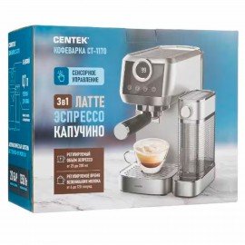 Кофеварка рожковая CENTEK CT-1170, 1350 Вт, объем 1,3л, 20 бар, автоматический капучи