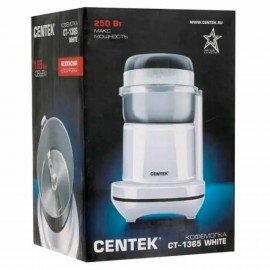 Кофемолка CENTEK CT-1365, мощность 250 Вт, вместимость 70г, пластик, белая, CT-1365 White