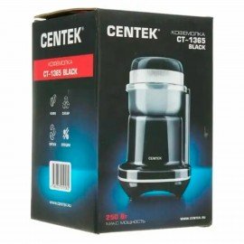 Кофемолка CENTEK CT-1365, мощность 250 Вт, вместимость 70г, пластик, черная, CT-1365 Black