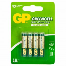 Батарейки КОМПЛЕКТ 4 шт. GP GreenCell AAA (R03, 24G), солевые, мизинчиковые, блистр,, 24G-2CR4