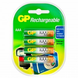 Батарейки аккумуляторные Ni-Mh мизинчиковые КОМПЛЕКТ 4 шт AAA (HR03) 930 mAh, GP, 100, 100AAAHC