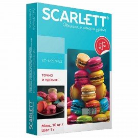 Весы кухонные SCARLETT SC-KS57P82, электронный дисплей, max вес 10 кг, тарокомпенсация, стекло