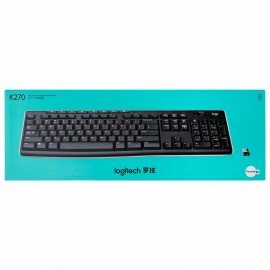 Клавиатура беспроводная LOGITECH K270, 104 клавиши + 8 дополнительных клавиш, мультимедийная, черная, 920-003757