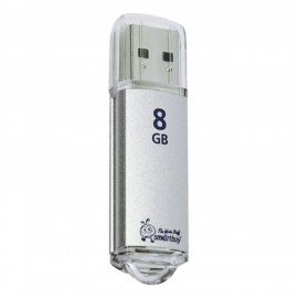 Флеш-диск 8 GB, SMARTBUY V-Cut, USB 2.0, металлический корпус, серебристый, SB8GBVC-S