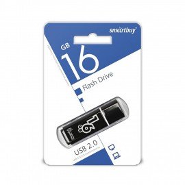 Флеш-диск 16 GB, SMARTBUY Glossy, USB 2.0, черный, SB16GBGS-K