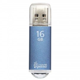 Флеш-диск 16 GB, SMARTBUY V-Cut, USB 2.0, металлический корпус, синий, SB16GBVC-B