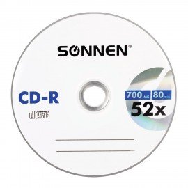 Диск CD-R SONNEN, 700 Mb, 52x, Slim Case (1 штука), 512572