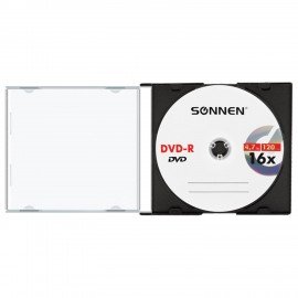 Диск DVD-R SONNEN, 4,7 Gb, 16x, Slim Case (1 штука), 512575