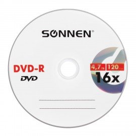 Диск DVD-R SONNEN, 4,7 Gb, 16x, бумажный конверт (1 штука), 512576