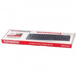 Клавиатура проводная SONNEN KB-8136, USB, 107 клавиш, черная, 512651