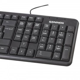 Клавиатура проводная SONNEN KB-8136, USB, 107 клавиш, черная, 512651