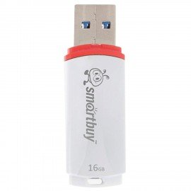 Флеш-диск 16 GB, SMARTBUY Crown, USB 2.0, белый, SB16GBCRW-W