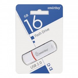 Флеш-диск 16 GB, SMARTBUY Crown, USB 2.0, белый, SB16GBCRW-W