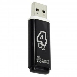 Флеш-диск 4 GB, SMARTBUY Glossy, USB 2.0, черный, SB4GBGS-K