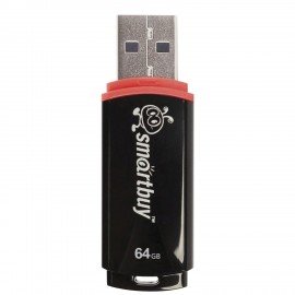 Флеш-диск 64 GB, SMARTBUY Crown, USB 2.0, черный, SB64GBCRW-K