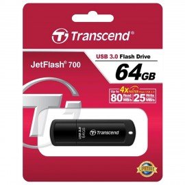 Флеш-диск 64 GB TRANSCEND Jetflash 700 USB 3.0, черный, TS64GJF700