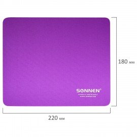 Коврик для мыши SONNEN "PURPLE", резина + ткань, 220х180х3 мм, 513307