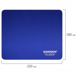 Коврик для мыши SONNEN "BLUE", резина + ткань, 220х180х3 мм, 513308