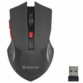 Мышь беспроводная DEFENDER Accura MM-275, USB, 5 кнопок + 1 колесо-кнопка, оптическая, красная, 52276