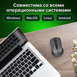 Мышь беспроводная SONNEN V99, USB, 1000/1200/1600 dpi, 4 кнопки, оптическая, серая, 513528