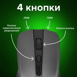 Мышь беспроводная SONNEN V99, USB, 1000/1200/1600 dpi, 4 кнопки, оптическая, серая, 513528