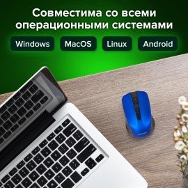 Мышь беспроводная SONNEN V99, USB, 1000/1200/1600 dpi, 4 кнопки, оптическая, синяя, 513530