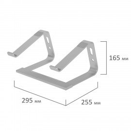 Подставка для ноутбука алюминиевая, нескользящая, 295х255 мм, BRAUBERG SOLID, 513618