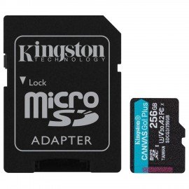 Карта памяти microSDXC 256GB KINGSTON Canvas Go Plus UHS-I U3, 170 Мб/с (class 10), SDCG3/256GB