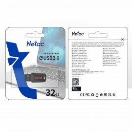 Флеш-диск 32GB NETAC U197, USB 2.0, черный, NT03U197N-032G-20BK