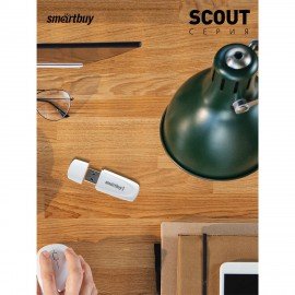 Флеш-диск 16 GB SMARTBUY Scout USB 2.0, белый, SB016GB2SCW