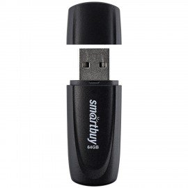 Флеш-диск 64 GB SMARTBUY Scout, USB 2.0, черный, SB064GB2SCK