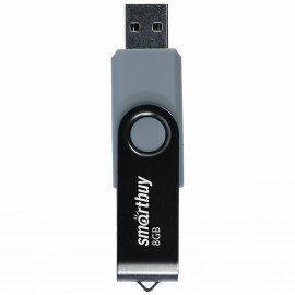 Флеш-диск 8 GB SMARTBUY Twist USB 2.0, черный, SB008GB2TWK