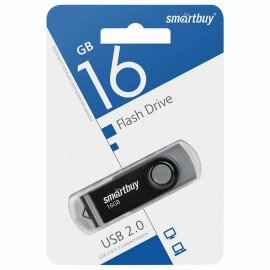 Флеш-диск 16 GB SMARTBUY Twist USB 2.0, черный, SB016GB2TWK