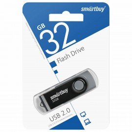 Флеш-диск 32 GB SMARTBUY Twist USB 2.0, черный, SB032GB2TWK